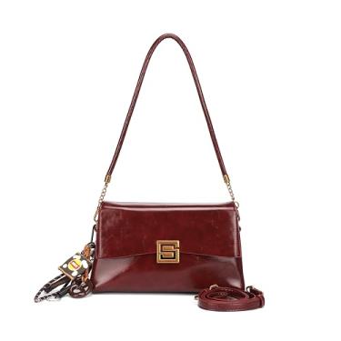 Imagem de RTPRTP Bolsa de ombro feminina de poliuretano com decoração de borla estilo retrô, bolsa transversal, alça de ombro destacável, carteira marrom, Borgonha, Small, Bolsa quadrada pequena transversal