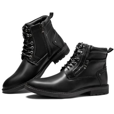 Imagem de Arkbird Bota masculina casual de couro genuíno para motociclista de combate Chukka com zíper no tornozelo, Preto (322), 38