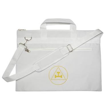 Imagem de Sacola branca Masonic Royal Arch estampada a ouro, leve e resistente à água com mão e ombro | Bolsas maçônicas, Branco, Small