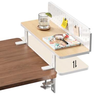 Imagem de JYLH JOYSEEKER Extensor de mesa 3 em 1 de 56 cm x 19 cm, prateleira organizadora lateral/superior resistente, armazenamento de mesa ajustável para acessórios de escritório, suporte de monitor e laptop