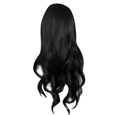Imagem de Yinhing Peruca Longa Preta Ondulada, Cabelo Sintético Macio, Sedoso e Resistente Ao Calor Com Fivela Ajustável, para Fantasia, Festa, Cosplay, Escritório e Namoro