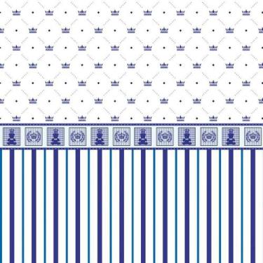 Imagem de Papel Parede Adesivo Urso Coroa Azul E Listra Infantil Bebe - LRP