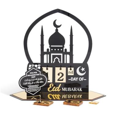 Imagem de pechpell Calendário de contagem regressiva do advento do Ramadã 2026, ouro preto, acrílico lua, caligrafia, decoração de mesa, mesquita, Eid Mubarak, presentes para família, decorações muçulmanas do
