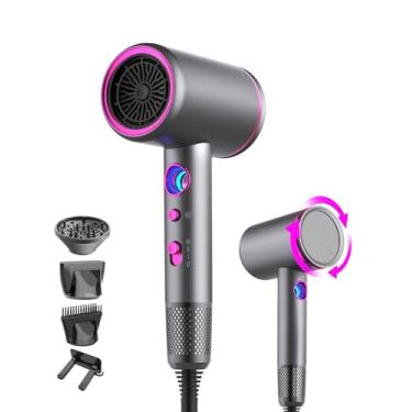 Imagem de Arhhn Secador De Cabelo Iônico Profissional, 1875 W, 110.000 Rpm, Secador De Cabelo De Alta Velocidade, Secador De Cabelo De Secagem Rápida E Baixo Ruído Com 2 Bicos Concentradores, 1 Difusor, Secad