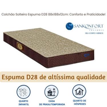 Imagem de Colchão Solteiro D28 Sankonfort Toulon Liso 88x188x12  Ideal para Quar