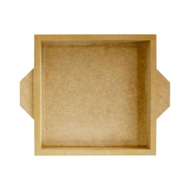 Imagem de Bandeja para 1 Azulejo com Alça de Madeira Crua MDF - Medida 17,5 x 17