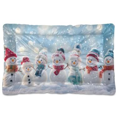 Imagem de Blueangle Bonitos bonecos de neve ultra macios e calmantes para cães médios, cama retangular confortável para animais de estimação, 36 x 24 polegadas (384)
