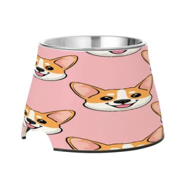 Imagem de Blueangle Tigelas elevadas para cães com aço inoxidável – Prato antiderrapante de 2,3 xícaras para animais de estimação de alta capacidade para saúde da coluna vertebral e design de cachorro fofo (244