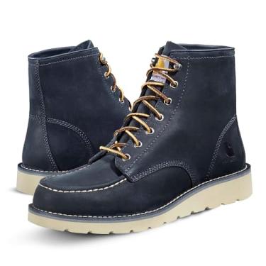Imagem de Carhartt Bota de trabalho masculina com bico moc de 15 cm com forro FastDry, palmilhas acolchoadas de poliuretano, haste de aço e sola de borracha de densidade dupla, azul-marinho - 46