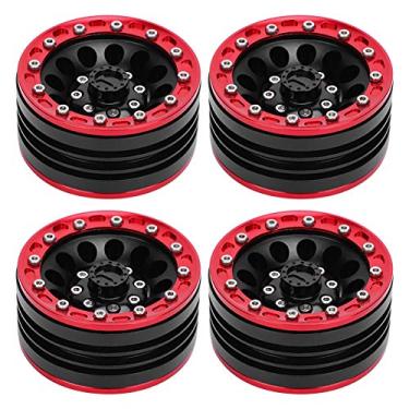 Imagem de Ainoli 4 peças de cubo de roda de metal universal acessórios para carro RC adequados para crawler 1/10 RC 1,9 polegadas (Vermelho Preto)