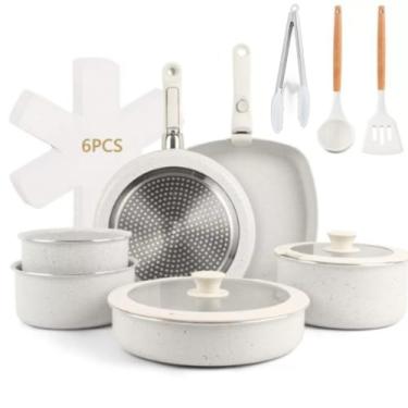 Imagem de Conjunto de Panelas 18 Peças Cerâmica Antiaderente/Cabo Removivel/Propria Para Forno/ (Estoque No Brasil)