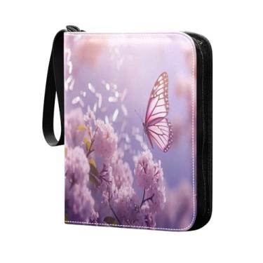 Imagem de Wassud Fichário de 4 bolsos borboleta em flores comporta 400 cartões padrão, álbum TCG CCG MTG à prova d'água, presentes para colecionadores, meninos e meninas