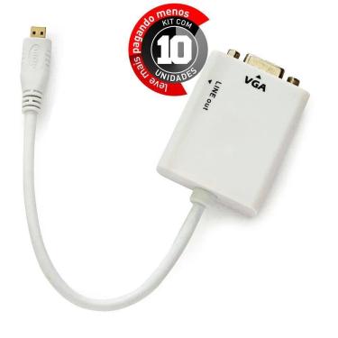Imagem de Cabos Micro Hdmi - Vga Com Áudio - Kit 10