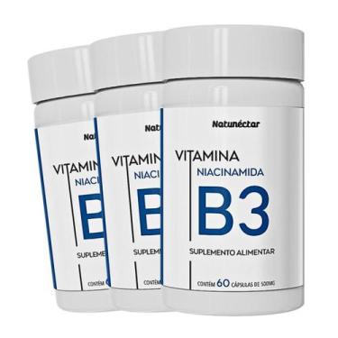 Imagem de Kit 3X Vitamina B3 Niacinamida Niacina 180 Cápsulas Natunéctar Niacina