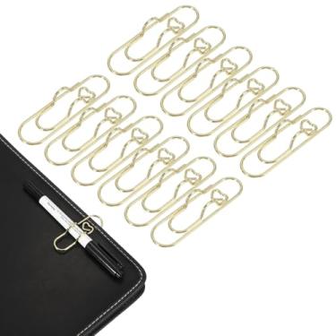 Imagem de PATIKIL Suporte de clipe de caneta para notebook, 30 peças de clipes de metal de coração, dourado