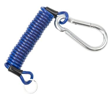 Imagem de Cabo de reboque Breakaway 1,2 m azul escuro – Fio de segurança enrolado de aço inoxidável com pino, cabo de freio de emergência para trailer, trailer, utilitário, cavalo e acessórios de reboque