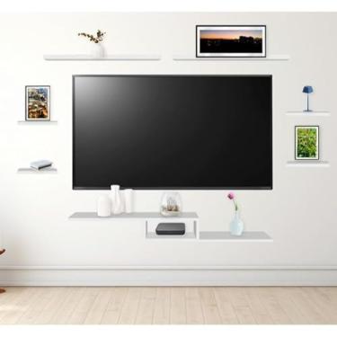 Imagem de Rack Suspenso Para Tv Com Nicho e Prateleiras Preto ou Branco Para sala e quarto(Branco Rack Nicho 8)