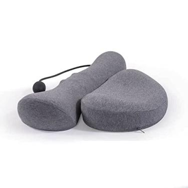 Imagem de SPXMQSS Almofada ortopédica para pescoço, almofada de pescoço com espuma de memória sono lateral para alívio de dores no pescoço e ombros, ergonómico duplo propósito travesseiro inflável para dormir