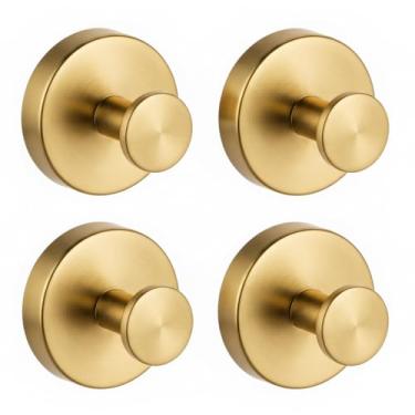 Imagem de Rise age Ganchos de ventosa para chuveiro, ganchos de toalha removíveis para janelas de parede de banheiros, ganchos de vidro sem broca para pendurar guirlanda, roupão, bucha, 4 peças douradas