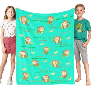 Imagem de Cobertores de banana de macaco super macios e aconchegantes para sofá, quarto, presentes engraçados de banana de macaco para meninas, meninos e crianças (101,6 x 127 cm)