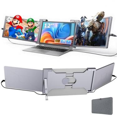 Imagem de Lalovin Extensor de tela de laptop de 12 polegadas, monitor portátil triplo IPS FHD 1080p para laptop, serve para laptops de 13,3 a 16,1 polegadas, extensor de monitor Plug & Play com porta USB-C/HDMI