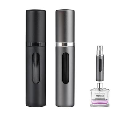 Imagem de Atomizador de perfume de viagem recarregável – pacote com 2 atomizador de perfume ANTOKX de 5 ml, dispensador de perfume de bolso, frascos de perfume vazios, pulverizador de perfume portátil à prova
