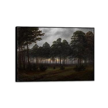 Imagem de The Times of Day The Evening por Caspar David Friedrich Impressões em tela Well Decor The World Classic Art Reproduções de arte grande giclée arte de parede para sala de estar decoração de casa 42 x