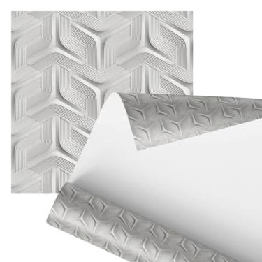 Imagem de Papel de Parede 3D Geométrico Moderno, Textura em Relevo, Branco, 2,80 Metros, Design Hexagonal para Decoração de Interiores