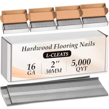 Imagem de Yaocom Pregos de piso de calibre 16, prego em L 16GA de 5 cm de comprimento para piso de madeira e pistola de pregos (5000 unidades)
