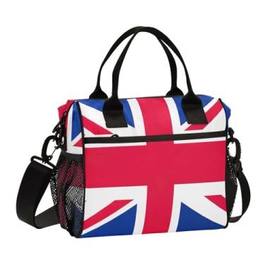 Imagem de ODAWA Lancheira com bandeira do Reino Unido da Grã-Bretanha, pequena, isolada, lancheira de volta às aulas com alça para meninas, meninos