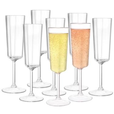 Imagem de Fasmov Taças de champanhe, 8 peças de taças de champanhe de plástico descartáveis, reutilizáveis, copos de coquetel de vinho, 170 g em forma de coração, para festa em casa, casamento, aniversário,