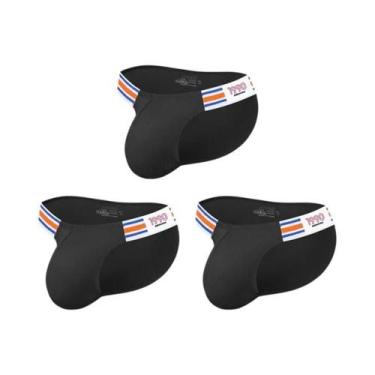 Imagem de Cuecas Masculinas De Algodão Listradas Azul Marinho, Modelo Biquíni Tr