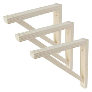 Imagem de KUMGROT Suporte de prateleira de madeira de 29 cm, suporte de parede de plantas suspensas para criar prateleiras montadas na parede, estantes de plantas, divisórias de armário, 3 peças, cor de madeira