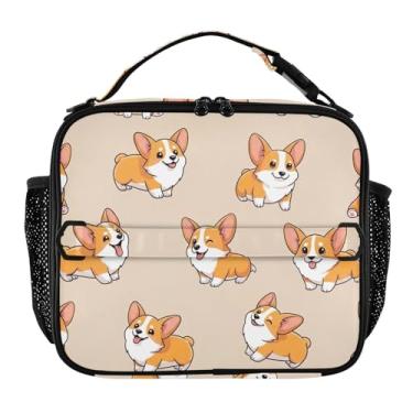 Imagem de Joisal Lancheira fofa de cachorro Yelllow para mulheres, meninas, lancheira masculina e infantil, lancheira para trabalho, reutilizável, bolsa térmica para meninos