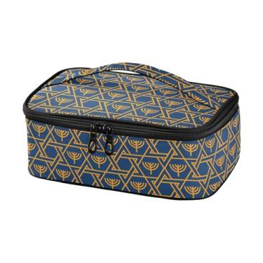 Imagem de Jewish Star David Menorah Lancheira térmica plana para escritório lancheira com alça Bento Bag