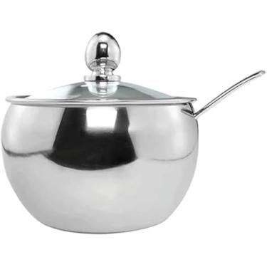 Imagem de Açucareiro Em Aço Inox Com Tampa em acrílico E Colher inox, para sua cozinha ficar mais linda.