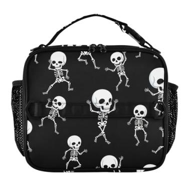 Imagem de Joisal Lancheira de esqueletos brancos engraçados para mulheres meninas lancheira personalizada infantil masculina lancheira para trabalho lancheira térmica para adultos