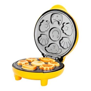 Imagem de Máquina Elétrica de Mini Bolinhos Bichinhos, 1000W, Amarela, 7 Cavidades, Antiaderente, 22x28cm