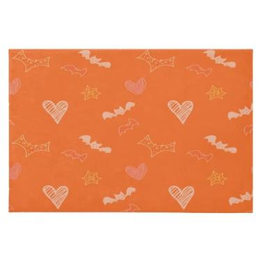 Imagem de Wassud Tapete de porta de corações e morcegos 61 x 89 cm, tapete de área lavável antiderrapante com suporte de borracha, tapete macio e macio para sala de estar, quarto, entrada, entrada