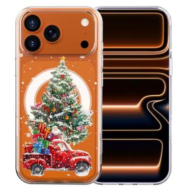 Imagem de MAYCARI Capa para iPhone 15 Pro Max, linda árvore de Natal, presente de Papai Noel, caminhão, capa magnética transparente, compatível com MagSafe, capa protetora de celular transparente à prova de