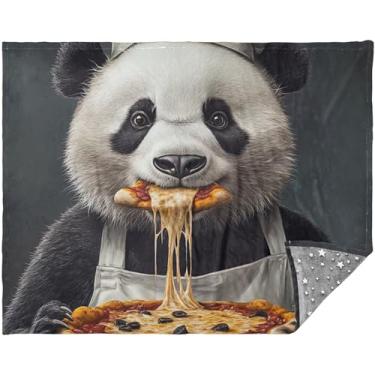 Imagem de Um panda vestindo um avental e chapéu de chef, cobertor personalizado para sofá, mantas macias e macias para sofá 177,8 cm x 139,7 cm cinza grande sofá confortável