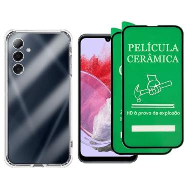 Imagem de Kit Proteção Galaxy M34, Capa Transparente TPU + 2 Películas de Cerâmica Anti Impacto, Proteção 9H