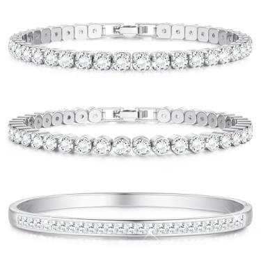 Imagem de YADOCA Conjunto de pulseiras de tênis femininas douradas, 7 Inches, Zircônia cúbica