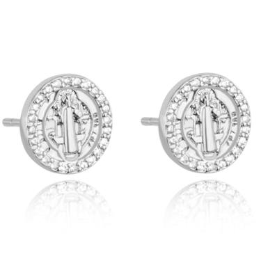 Imagem de LOMISS BRINCO PIZZA COM DETALHES FOLHEADO A OURO 18K COM ZIRCÔNIA (Prata, GRANDE)