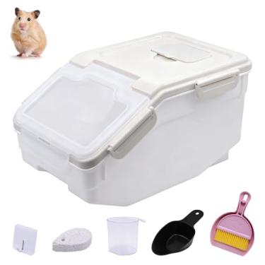 Imagem de Qiveno Kit grande de recipiente de banho de areia para chinchila com copo de areia e pá | Casa de banho de plástico para hamster, porco-espinho, porquinho-da-índia, esquilo e animais pequenos | Quarto