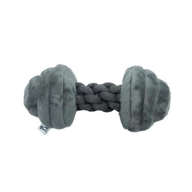 Imagem de BAMLA Brinquedo engraçado para cães com halteres para animais de estimação – Paródia de pelúcia, várias camadas internas, corda de nylon resistente e enrugada