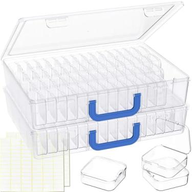 Imagem de Caixa organizadora de contas com alça, 122 caixas de armazenamento de contas pequenas com tampa articulada e estojo de artesanato portátil, mini recipiente de plástico transparente para fazer joias