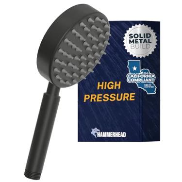 Imagem de HammerHead Showers Chuveiro portátil ALL METAL - PRETO MATTE - Chuveiro de baixo fluxo 1,8 Varinha de spray de 10 cm, sem restrição de fluxo | Feito de aço inoxidável 304 com bicos de silicone