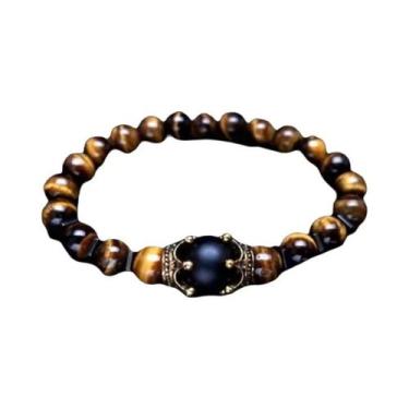 Imagem de Pulseira De Charme Masculina Em Pedra Natural Olho De Tigre Lava Lápis