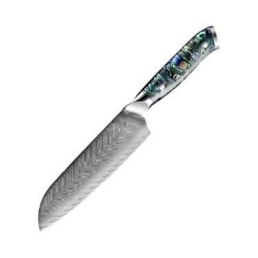 Imagem de Faca Santoku De Aço Damasco De 67 Camadas, Faca De Cozinha Afiada Para